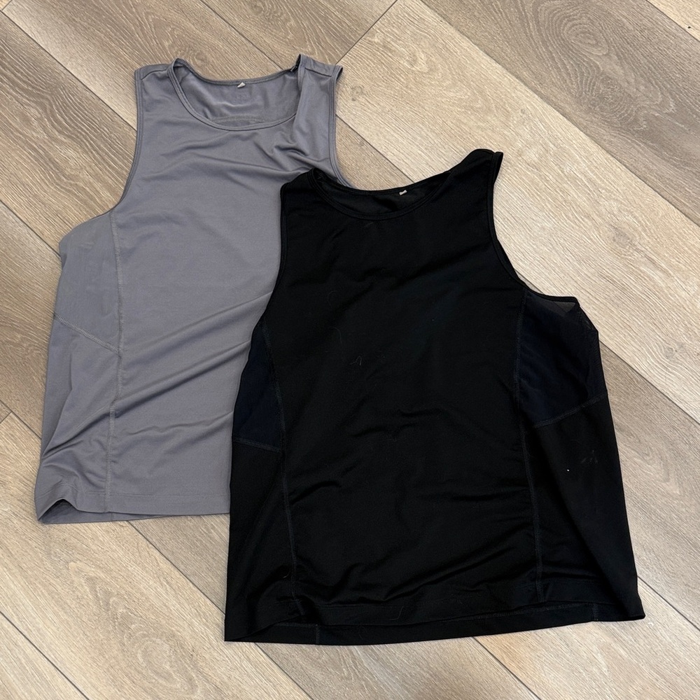 2 activewear tops - grey and black tops
